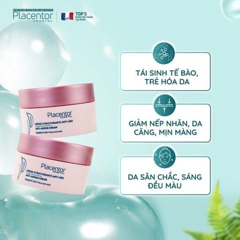Kem Dưỡng Ẩm Giúp Giảm Nếp Nhăn Placentor Vegetal Creme Structurante Anti-Age Texture Confort Anti-Ageing Cream Rich Texture (Da khô/ nhạy cảm)