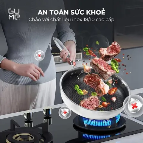 CHẢO INOX 18/10 BLACKCUBE GUME GM1328N size 28cm