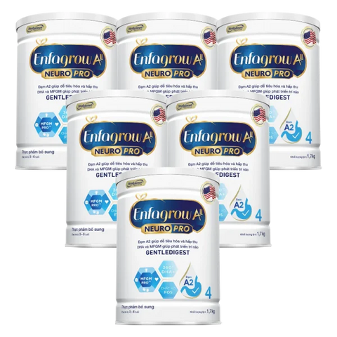 Combo 6 Sữa Enfagrow A2 Neuro Pro số 4 1.7 kg (3 - 6 tuổi)