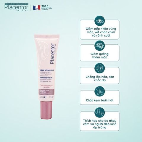Kem Dưỡng Ẩm Mắt Và Môi Placentor Vegetal Creme Reparatrice Yeux Et Levres Repairing Cream Eye And Lip