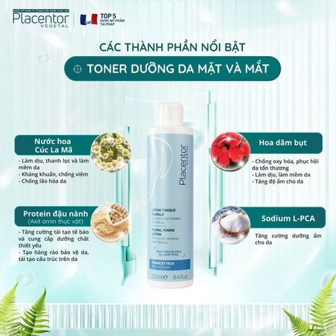 Toner Dưỡng Ẩm Placentor Vegetal Lotion Tonique Florale Floral Toning Lotion