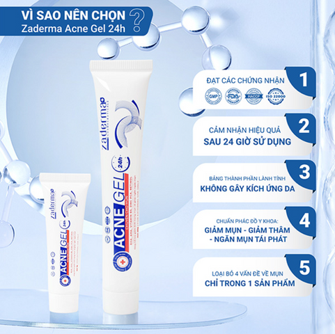Zaderma -  Acne Gel 24h Kem ngăn ngừa mụn, giảm mụn, mờ thâm