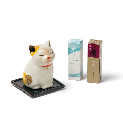 Lư hương Hình Mèo Con Urara Kouro Kitten - Gốm Sứ Cao Cấp (Kèm Đế Cắm)