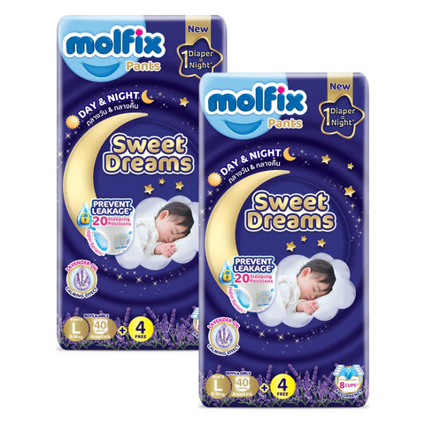 Combo 2 Molfix tã quần Sweet Dreams size L (40+4) Jumbo