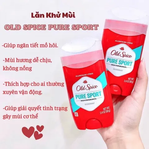 Lăn khử mùi Old Spice Pure Sport High Endurance 68g – kiểm soát mùi cơ thể, khô thoáng