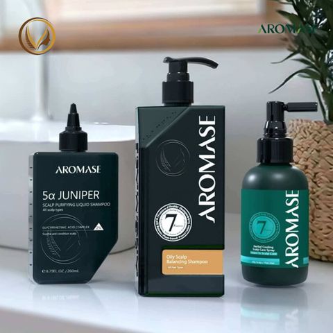 Dầu gội ngăn gàu, giảm nhờn da đầu và ngăn bết tóc AROMASE Oily Scalp Balancing Shampoo 400ml
