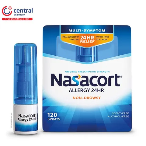 Xịt mũi giảm viêm xoang, dị ứng Nasacort Allergy 24hr Non-Drip Nasal.chinh hang my