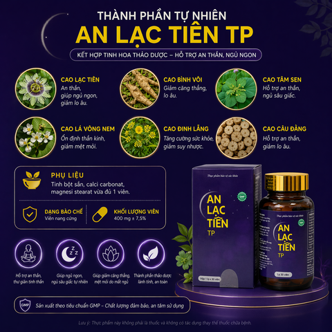 An Lạc Tiên TP 30 viên - Hỗ trợ thư giãn, giảm căng thẳng, hỗ trợ ngủ ngon