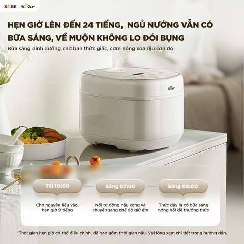 Nồi cơm điện inox Bear 1.2L RC-5H30O12