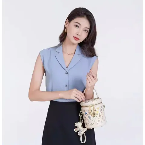 (Hàng V.I.P LIMITED - KHÔNG HỘP) - Túi xách Nữ MENGLISHA Màu Trắng, Thiết Kế Họa Tiết Hoa Văn, Dáng Trụ Tròn
