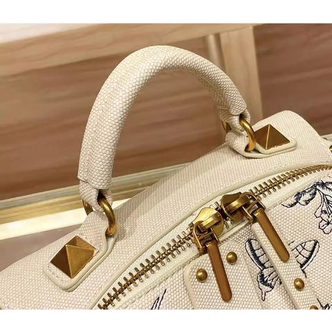 Túi xách nữ BANEVANF. thiết kế túi hộp họa tiết 8D, Màu kem bag xanh, Sang trọng
