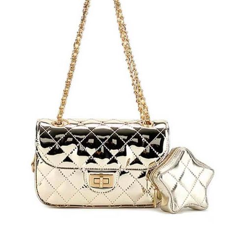 Size 20 Da PU Kẻ Sọc Nữ Sling Túi Thường Ngày Khóa Dây Xích Túi Messenger Flap