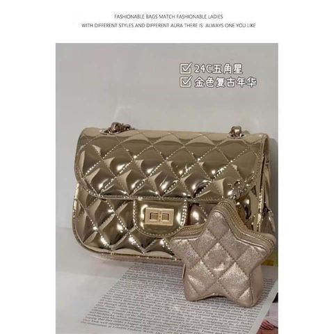 Size 20 Da PU Kẻ Sọc Nữ Sling Túi Thường Ngày Khóa Dây Xích Túi Messenger Flap