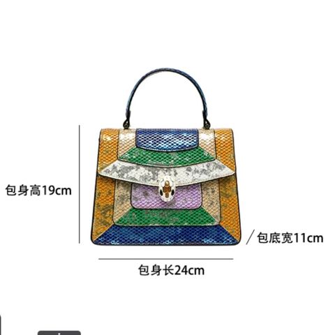 (HÀNG V.I.P) - Túi Xách Da Bò Thật Cao Cấp Ghép Mảnh Ghép Màu Đầu Rắn Phong Cách Mới Cho Nữ