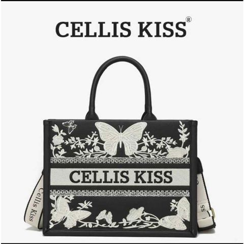 (Hàng V.I.P LIMITED - NO BOX) - Túi xách Tote Nữ CELLIS KISS sức chứa lớn họa tiết thêu thời thượng, đẳng cấp, màu Đen