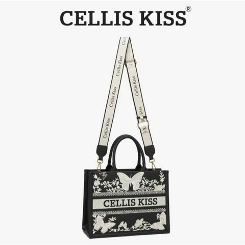 (Hàng V.I.P LIMITED - NO BOX) - Túi xách Tote Nữ CELLIS KISS sức chứa lớn họa tiết thêu thời thượng, đẳng cấp, màu Đen