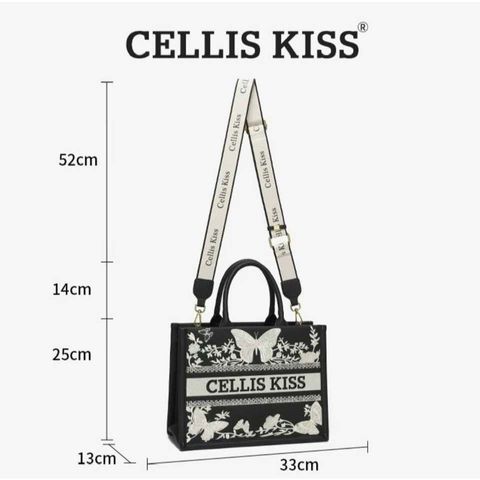 (Hàng V.I.P LIMITED - NO BOX) - Túi xách Tote Nữ CELLIS KISS sức chứa lớn họa tiết thêu thời thượng, đẳng cấp, màu Đen