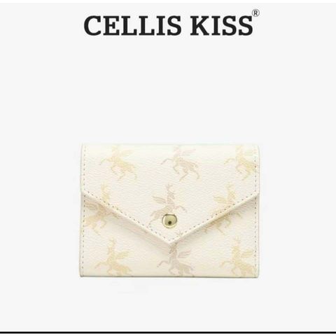 (Hàng V.I.P LIMITED - FULL BOX) - Ví đựng thẻ Cellis Kiss 12 ngăn tối giản sang trọng, thời thượng . Màu Kem Vì Gấp