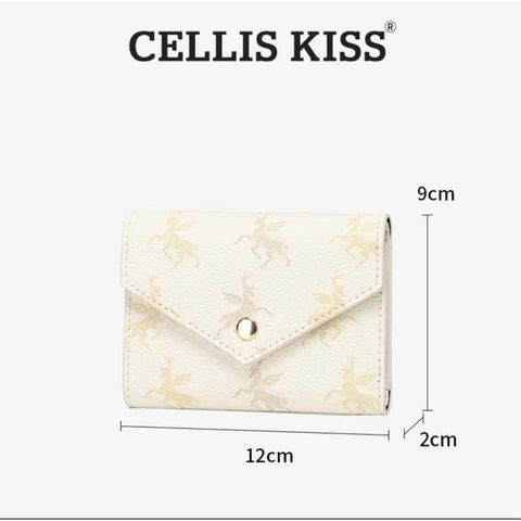 (Hàng V.I.P LIMITED - FULL BOX) - Ví đựng thẻ Cellis Kiss 12 ngăn tối giản sang trọng, thời thượng . Màu Kem Vì Gấp