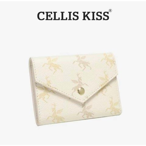 (Hàng V.I.P LIMITED - FULL BOX) - Ví đựng thẻ Cellis Kiss 12 ngăn tối giản sang trọng, thời thượng . Màu Kem Vì Gấp