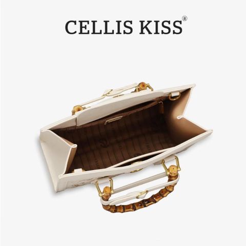 (Hàng V.I.P LIMITED - FULLBOX HÃNG) Túi xách nữ CELLIS KISS thiết kế thêu sang trọng, Đẳng cấp Màu trắng be