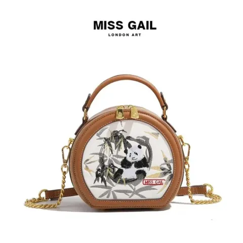 (Hàng V.I.P LIMITED) - Túi xách tròn MISS GAIL thêu gấu trúc phong cách đặc biệt phiên bản giới hạn