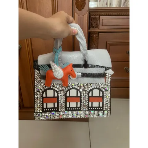 (HÀNG V.I.P ORDER - LIMITED) - Túi cầm tay Nữ dạng H.M Phong cách mới da thật đính pha lê kim cương size 30