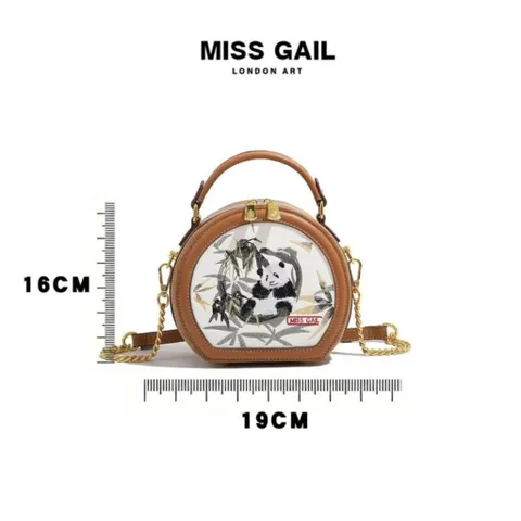 (Hàng V.I.P LIMITED) - Túi xách tròn MISS GAIL thêu gấu trúc phong cách đặc biệt phiên bản giới hạn