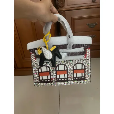 (HÀNG V.I.P ORDER - LIMITED) - Túi cầm tay Nữ dạng H.M Phong cách mới da thật đính pha lê kim cương size 30