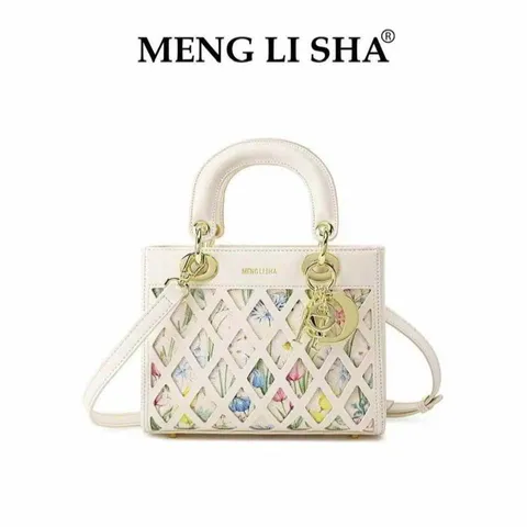 (Hàng V.I.P LIMITED - FULLBOX HÃNG) - Túi xách Nữ MENGLISHA Màu Trắng, Thiết Kế Họa Tiết Hoa Văn, Phiên bản 2025