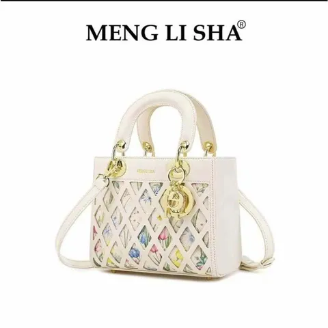(Hàng V.I.P LIMITED - FULLBOX HÃNG) - Túi xách Nữ MENGLISHA Màu Trắng, Thiết Kế Họa Tiết Hoa Văn, Phiên bản 2025