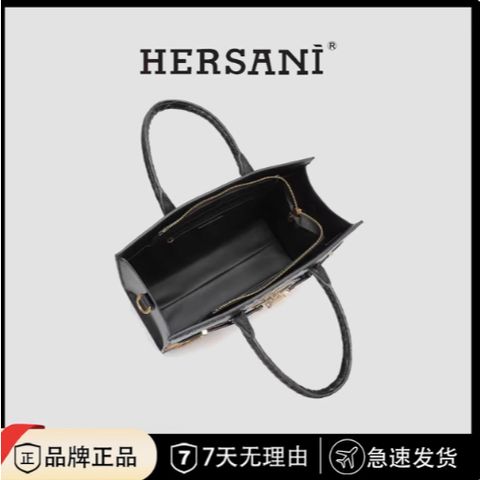 (Hàng V.I.P LIMITED ORDER) - Túi xách nữ HERSANI thiết kế da thật đen phối cam sang chảnh