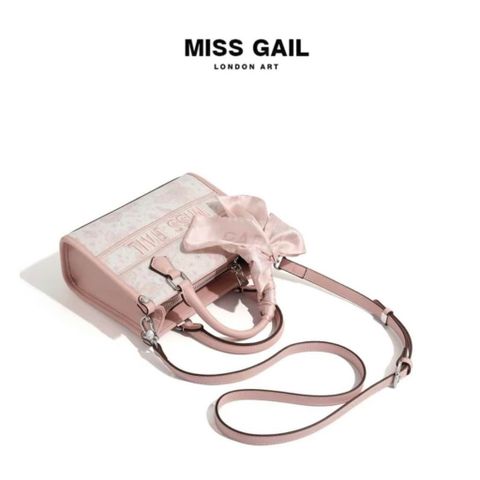 (Hàng V.I.P LIMITED) - Túi tote thêu hoa MÀU HỒNG nhẹ nhàng, tinh tế MISS GAIL sang chảnh tặng dây buộc nơ