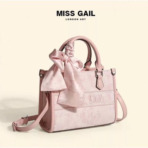 (Hàng V.I.P LIMITED) - Túi tote thêu hoa MÀU HỒNG nhẹ nhàng, tinh tế MISS GAIL sang chảnh tặng dây buộc nơ
