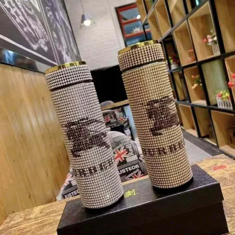 (Hàng Vip - FULL BOX - LIMTED - GIAO MÀU NGẪU NHIÊN) - Bình giữ nhiệt ĐÍNH ĐÁ làm bằng inox 304 có cảm ứng nhiệt độ