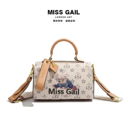 (Hàng V.I.P LIMITED) - Túi xách nữ cầm tay MISS GAIL In hình Hoạt Hình Gấu Nhỏ Dễ Thương, Kiểu Gối Boston