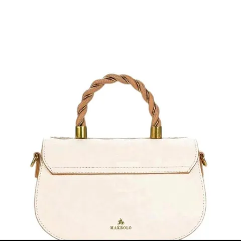 (HÃNG MAKBOLO - NO BOX) - Túi xách Nữ họa tiết thêu tinh xảo, đẳng cấp, kích thước 22cm Bag kem
