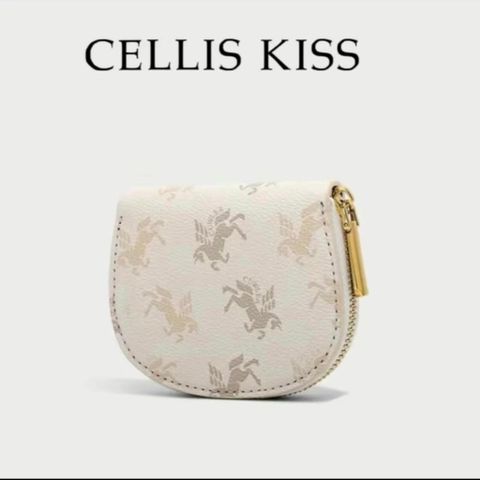 (Hàng V.I.P LIMITED - FULL BOX) - Ví đựng thẻ Cellis Kiss 12 ngăn tối giản sang trọng, thời thượng . Màu Kem/Nâu
