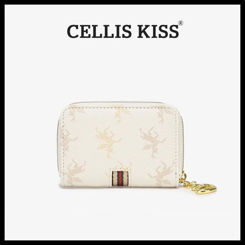 (Hàng V.I.P LIMITED - FULL BOX) Ví đựng thẻ Cellis Kiss 12 ngăn tối giản sang trọng, thời thượng . Màu KEM Logo Chữ S
