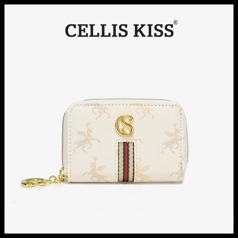 (Hàng V.I.P LIMITED - FULL BOX) Ví đựng thẻ Cellis Kiss 12 ngăn tối giản sang trọng, thời thượng . Màu KEM Logo Chữ S