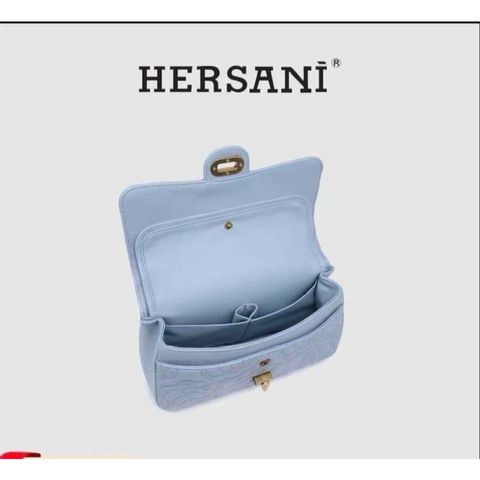 (Hàng V.I.P LIMITED ORDER) - Túi xách Nữ HERSANI đeo chéo lịch sự, sang trọng lót da thêu họa tiết tinh tế màu xanh