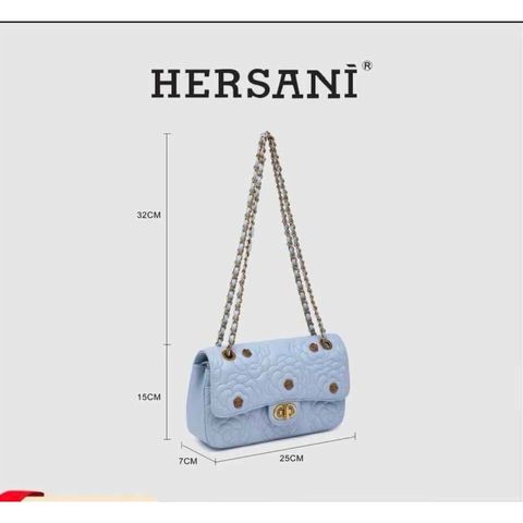 (Hàng V.I.P LIMITED ORDER) - Túi xách Nữ HERSANI đeo chéo lịch sự, sang trọng lót da thêu họa tiết tinh tế màu xanh