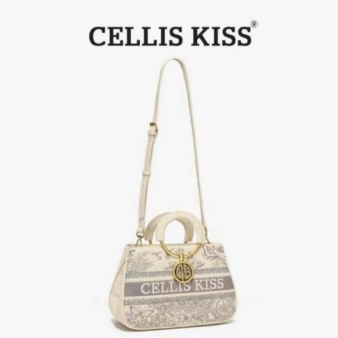 (Hàng V.I.P LIMITED - NO BOX) - Túi xách Nữ CELLIS KISS Thêu tay Quai Kiềng Kem sang trọng, thời thượng
