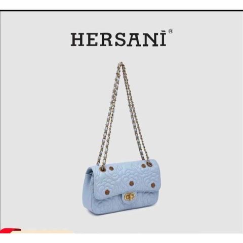 (Hàng V.I.P LIMITED ORDER) - Túi xách Nữ HERSANI đeo chéo lịch sự, sang trọng lót da thêu họa tiết tinh tế màu xanh