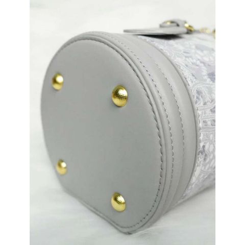 (HÀNG XINH - LIMITED) - Túi cốp trụ họa tiết xám xinh xắn
