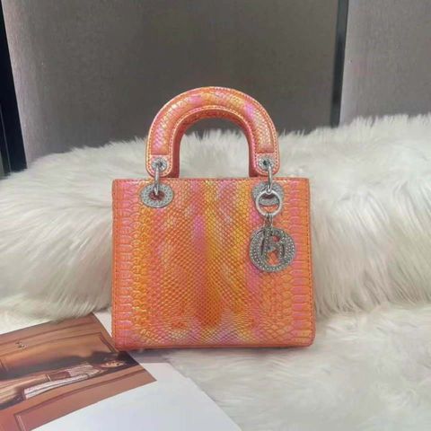 (Hàng VIP ORDER LIMITED Size 17) - Túi xách nữ họa tiết rắn kim cương bạc Da thật Túi xách nữ thời trang
