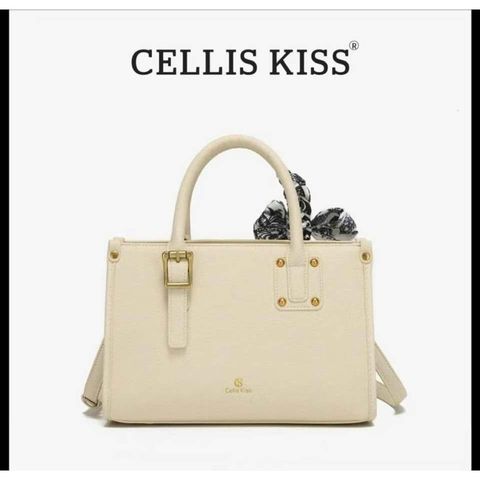 (Hàng V.I.P LIMITED - FULLBOX HÃNG) - Túi xách nữ CELLIS KISS dáng công sở nhỏ, Màu kem bag, Sang trọng