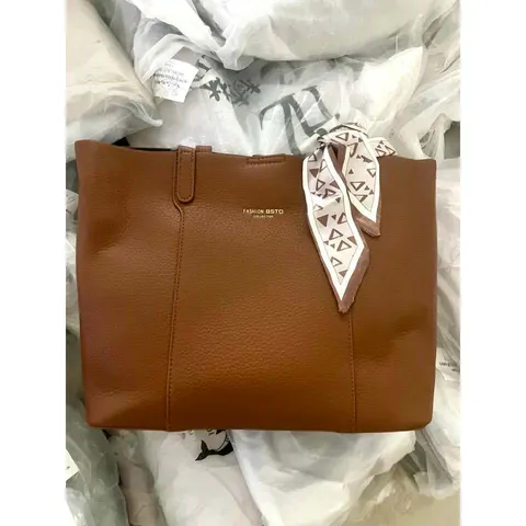 Túi xách nữ công sở da bò tặng kèm nơ size 34, đựng vừa giáo án, A4