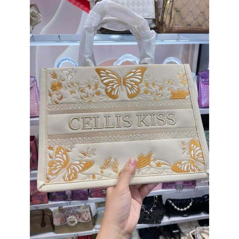 (Hàng V.I.P LIMITED - NO BOX) - Túi xách Nữ CELLIS KISS Size to 33cm Thêu tay họa tiết sang trọng, thời thượng