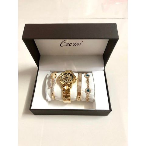 (Hàng mới về) (HÀNG CHÍNH HÃNG) - SET Đồng Hồ Sang Chảnh Chống Nước Nhẹ Kèm 4 Phụ kiện cao cấp
